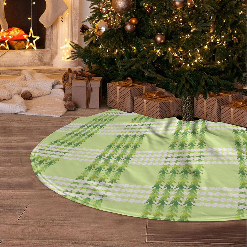 Aloha Hawaii Pakalana Pikake Lei Tree Skirt Palaka Inspired Hawaiian-plaid Pastel Green