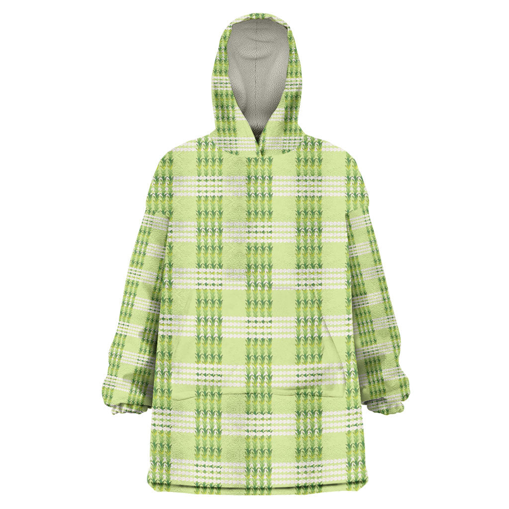 Aloha Hawaii Pakalana Pikake Lei Wearable Blanket Hoodie Palaka Inspired Hawaiian-plaid Pastel Green LT14 One Size Green - Polynesian Pride