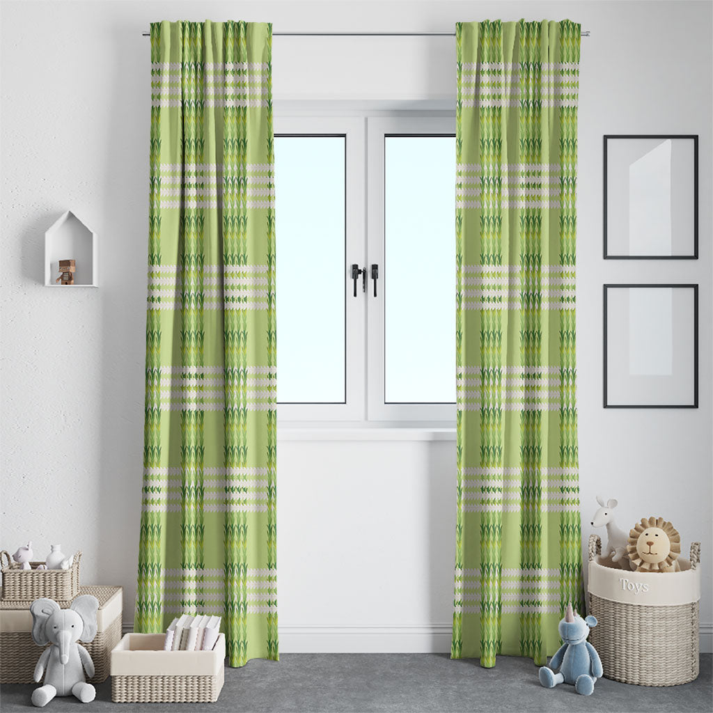 Aloha Hawaii Pakalana Pikake Lei Window Curtain Palaka Inspired Hawaiian-plaid Pastel Green