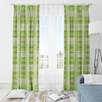 Aloha Hawaii Pakalana Pikake Lei Window Curtain Palaka Inspired Hawaiian-plaid Pastel Green