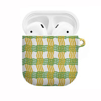Aloha Hawaii Ilima Maile Lei AirPods Case Palaka Inspired Hawaiian-plaid White