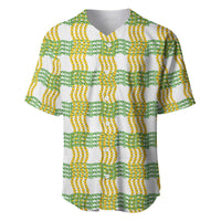 Aloha Hawaii Ilima Maile Lei Baseball Jersey Palaka Inspired Hawaiian-plaid White