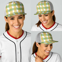 Aloha Hawaii Ilima Maile Lei Baseball Net Cap Palaka Inspired Hawaiian-plaid White