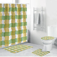 Aloha Hawaii Ilima Maile Lei Bathroom Set Palaka Inspired Hawaiian-plaid White