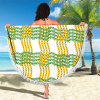 Aloha Hawaii Ilima Maile Lei Beach Blanket Palaka Inspired Hawaiian-plaid White