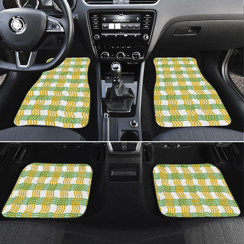Aloha Hawaii Ilima Maile Lei Car Mats Palaka Inspired Hawaiian-plaid White