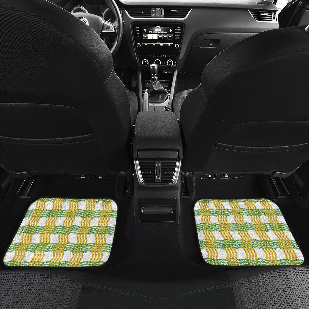 Aloha Hawaii Ilima Maile Lei Car Mats Palaka Inspired Hawaiian-plaid White
