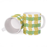 Aloha Hawaii Ilima Maile Lei Ceramic Mug Palaka Inspired Hawaiian-plaid White
