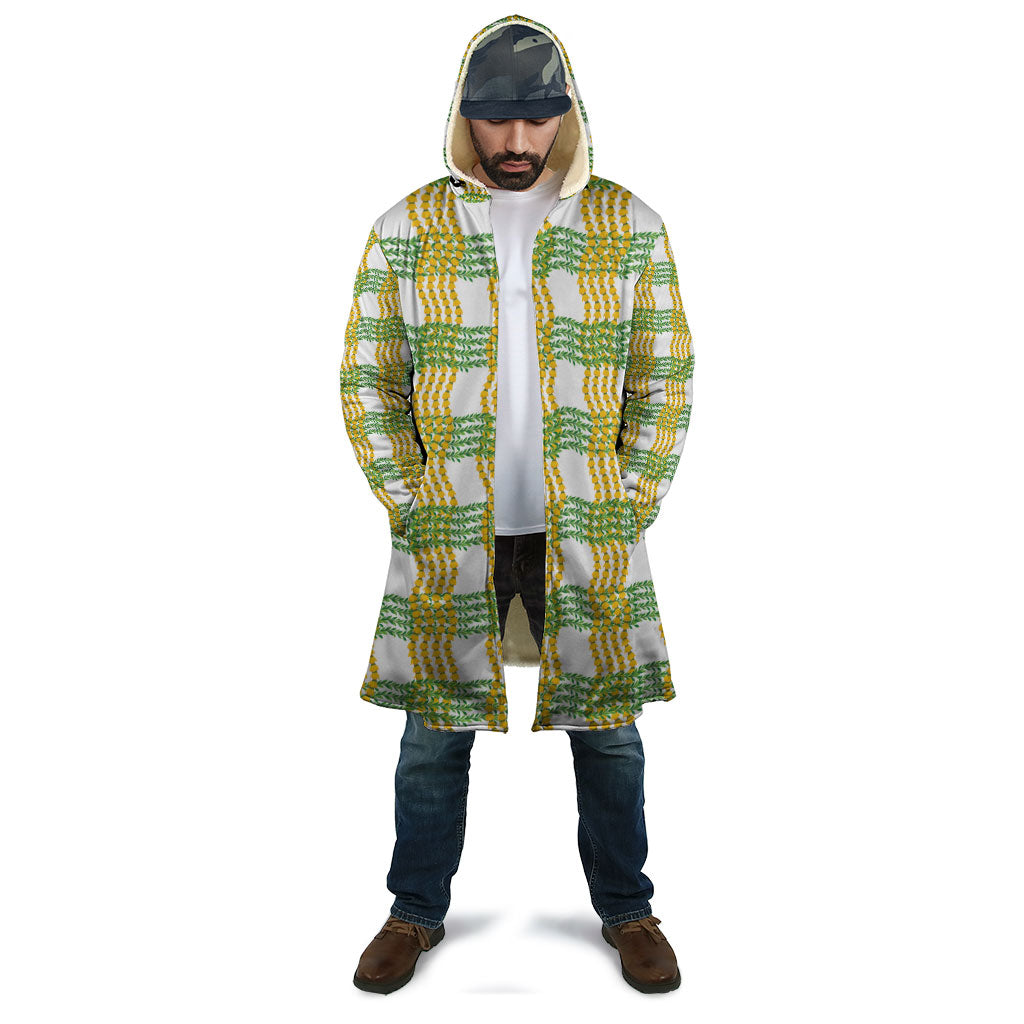 Aloha Hawaii Ilima Maile Lei Cloak Palaka Inspired Hawaiian-plaid White
