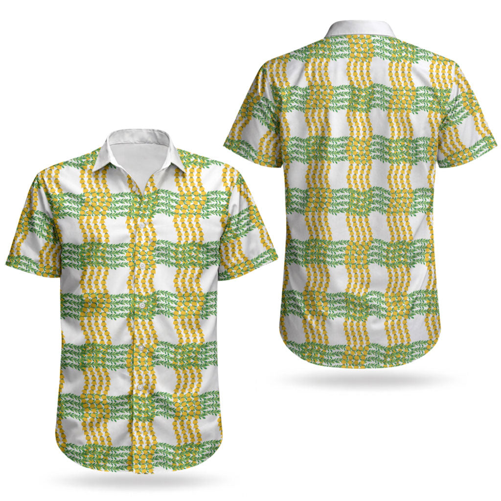 Aloha Hawaii Ilima Maile Lei Couples Matching Summer Maxi Dress and Hawaiian Shirt Palaka Inspired Hawaiian-plaid White