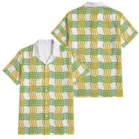 Aloha Hawaii Ilima Maile Lei Family Matching Short Sleeve Bodycon Dress and Hawaiian Shirt Palaka Inspired Hawaiian-plaid White