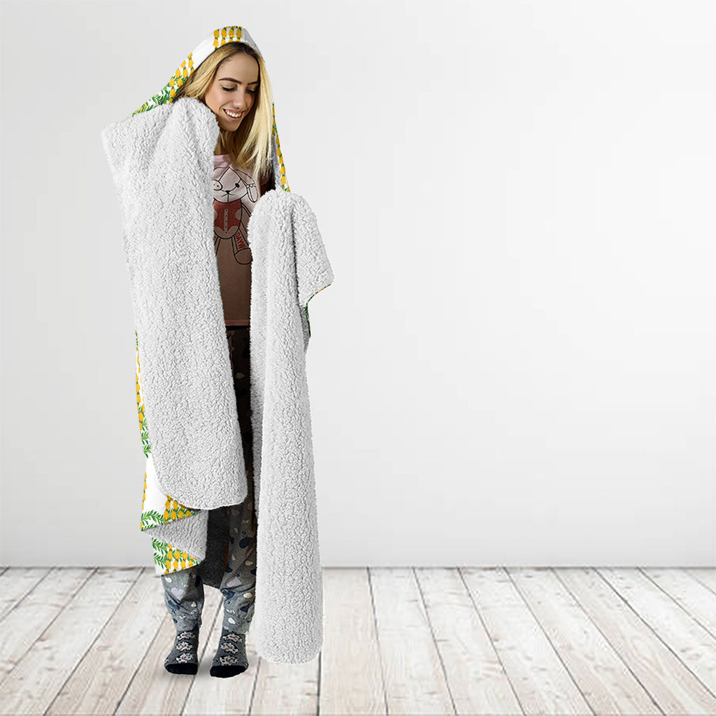 Aloha Hawaii Ilima Maile Lei Hooded Blanket Palaka Inspired Hawaiian-plaid White