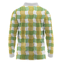 Aloha Hawaii Ilima Maile Lei Long Sleeve Polo Shirt Palaka Inspired Hawaiian-plaid White
