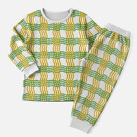 Aloha Hawaii Ilima Maile Lei Christmas Pajama Set Palaka Inspired Hawaiian-plaid White