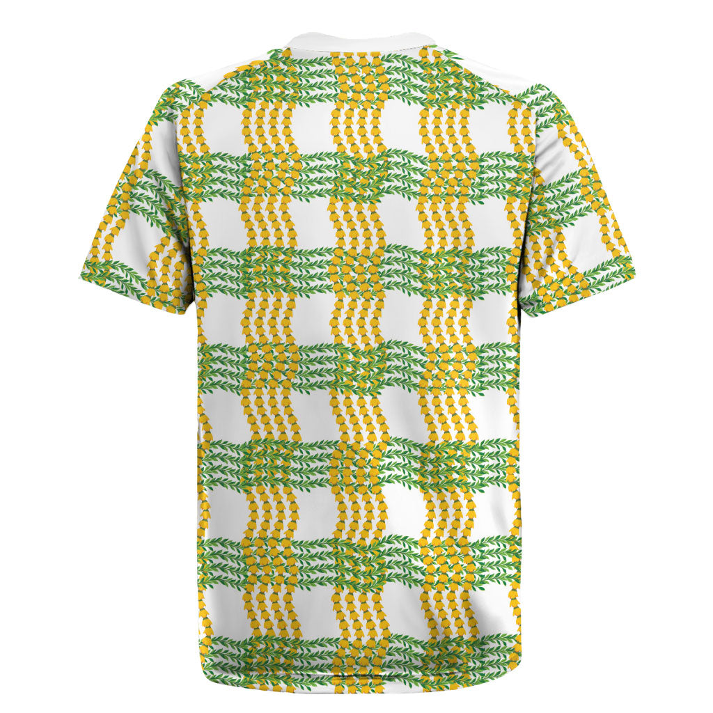 Aloha Hawaii Ilima Maile Lei Rugby Jersey Palaka Inspired Hawaiian-plaid White