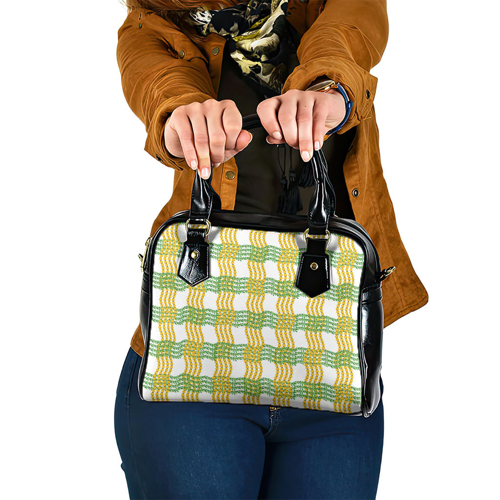 Aloha Hawaii Ilima Maile Lei Shoulder Handbag Palaka Inspired Hawaiian-plaid White