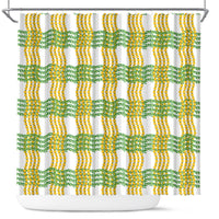 Aloha Hawaii Ilima Maile Lei Shower Curtain Palaka Inspired Hawaiian-plaid White