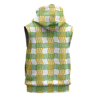 Aloha Hawaii Ilima Maile Lei Sleeveless Zip Hoodie Palaka Inspired Hawaiian-plaid White