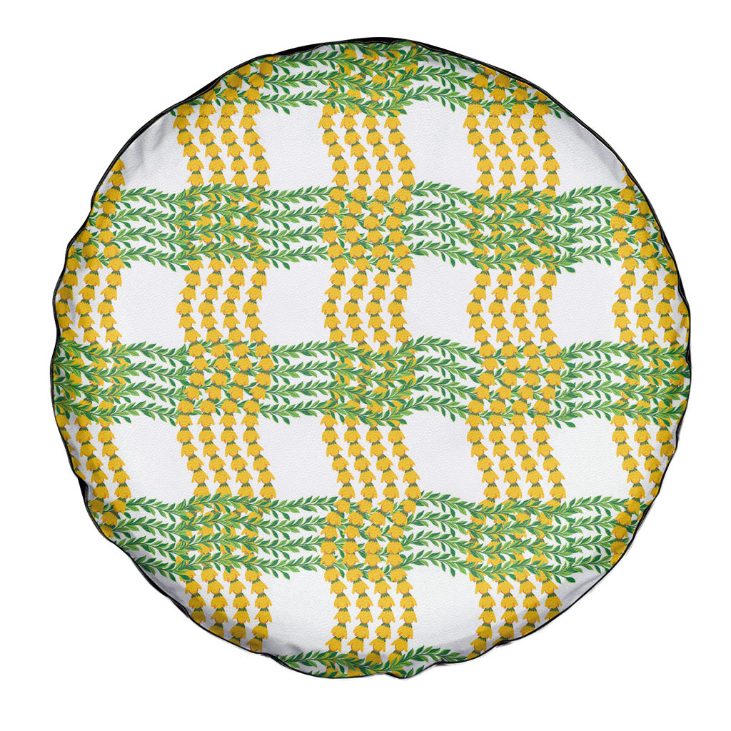 Aloha Hawaii Ilima Maile Lei Spare Tire Cover Palaka Inspired Hawaiian-plaid White