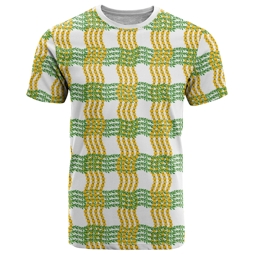 Aloha Hawaii Ilima Maile Lei T Shirt Palaka Inspired Hawaiian-plaid White LT14 White - Polynesian Pride