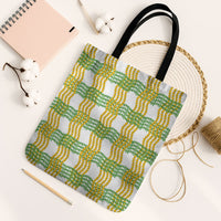 Aloha Hawaii Ilima Maile Lei Tote Bag Palaka Inspired Hawaiian-plaid White