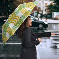 Aloha Hawaii Ilima Maile Lei Umbrella Palaka Inspired Hawaiian-plaid White