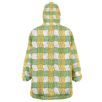 Aloha Hawaii Ilima Maile Lei Wearable Blanket Hoodie Palaka Inspired Hawaiian-plaid White