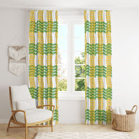 Aloha Hawaii Ilima Maile Lei Window Curtain Palaka Inspired Hawaiian-plaid White