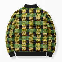 Aloha Hawaii Ilima Maile Lei Bomber Puffer Jacket Palaka Inspired Hawaiian-plaid Black