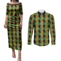 Aloha Hawaii Ilima Maile Lei Couples Matching Puletasi and Long Sleeve Button Shirt Palaka Inspired Hawaiian-plaid Black