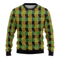 Aloha Hawaii Ilima Maile Lei Ugly Christmas Sweater Palaka Inspired Hawaiian-plaid Black
