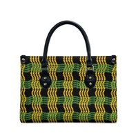 Aloha Hawaii Ilima Maile Lei Leather Bag Palaka Inspired Hawaiian-plaid Black