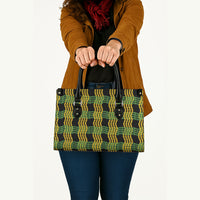 Aloha Hawaii Ilima Maile Lei Leather Bag Palaka Inspired Hawaiian-plaid Black
