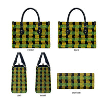 Aloha Hawaii Ilima Maile Lei Leather Bag Palaka Inspired Hawaiian-plaid Black