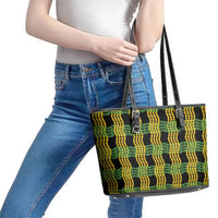 Aloha Hawaii Ilima Maile Lei Leather Tote Bag Palaka Inspired Hawaiian-plaid Black