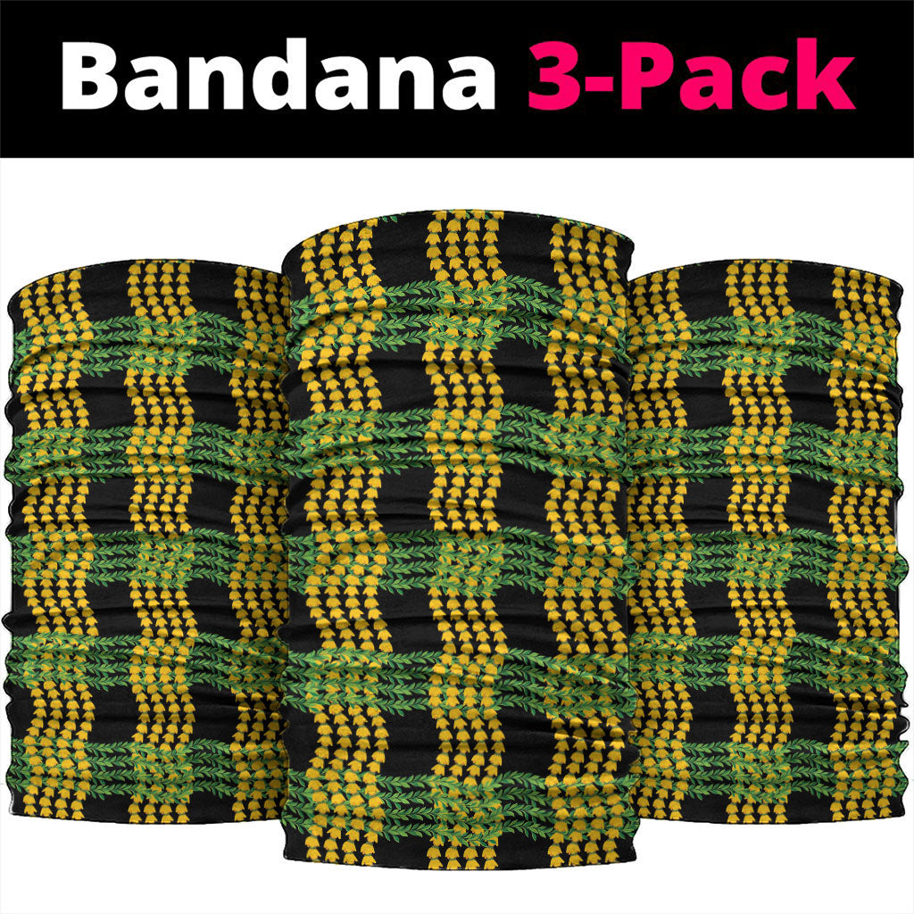 Aloha Hawaii Ilima Maile Lei Neck Gaiter Palaka Inspired Hawaiian-plaid Black LT14 package One Size: 25*50cm Black - Polynesian Pride
