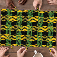 Aloha Hawaii Ilima Maile Lei Puzzle Palaka Inspired Hawaiian-plaid Black