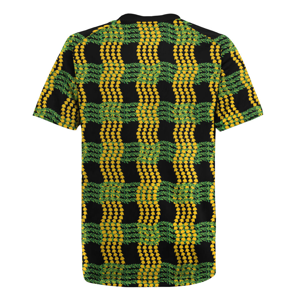 Aloha Hawaii Ilima Maile Lei Rugby Jersey Palaka Inspired Hawaiian-plaid Black