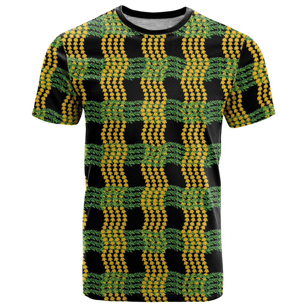 Aloha Hawaii Ilima Maile Lei T Shirt Palaka Inspired Hawaiian-plaid Black LT14 Black - Polynesian Pride
