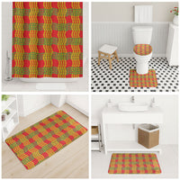 Aloha Hawaii Ilima Maile Lei Bathroom Set Palaka Inspired Hawaiian-plaid Red