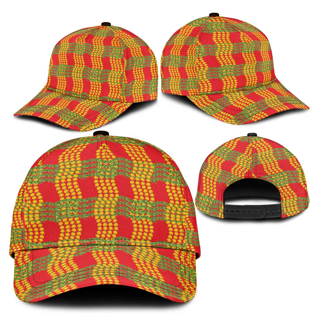 Aloha Hawaii Ilima Maile Lei Classic Cap Palaka Inspired Hawaiian-plaid Red
