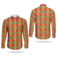 Aloha Hawaii Ilima Maile Lei Couples Matching Long Sleeve Bodycon Dress and Long Sleeve Button Shirt Palaka Inspired Hawaiian-plaid Red
