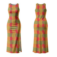 Aloha Hawaii Ilima Maile Lei Couples Matching Tank Maxi Dress and Hawaiian Shirt Palaka Inspired Hawaiian-plaid Red