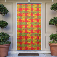 Aloha Hawaii Ilima Maile Lei Door Cover Palaka Inspired Hawaiian-plaid Red