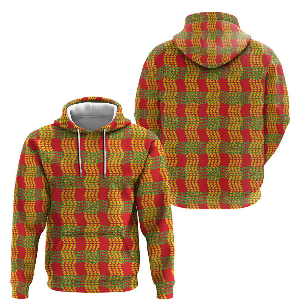 Aloha Hawaii Ilima Maile Lei Hoodie Palaka Inspired Hawaiian-plaid Red