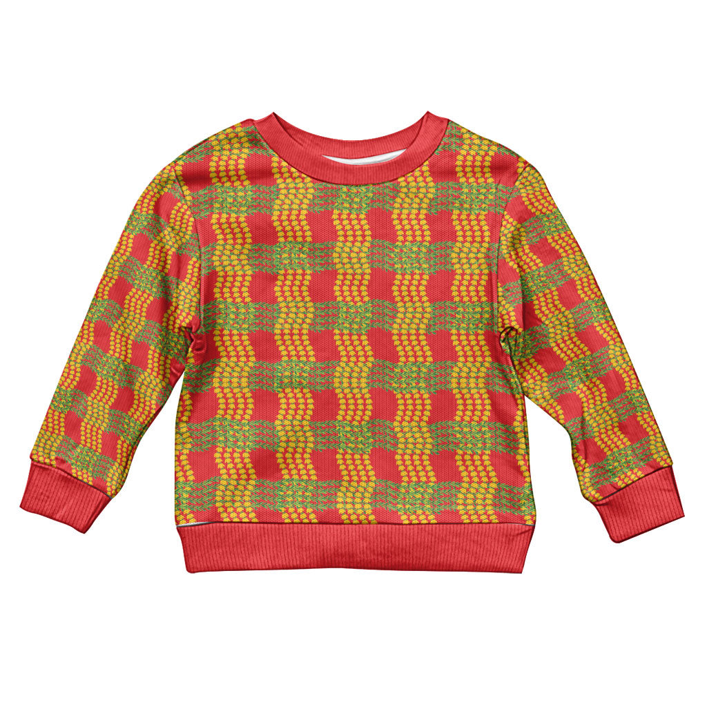 Aloha Hawaii Ilima Maile Lei Kid Ugly Christmas Sweater Palaka Inspired Hawaiian-plaid Red LT14 Kid Red - Polynesian Pride