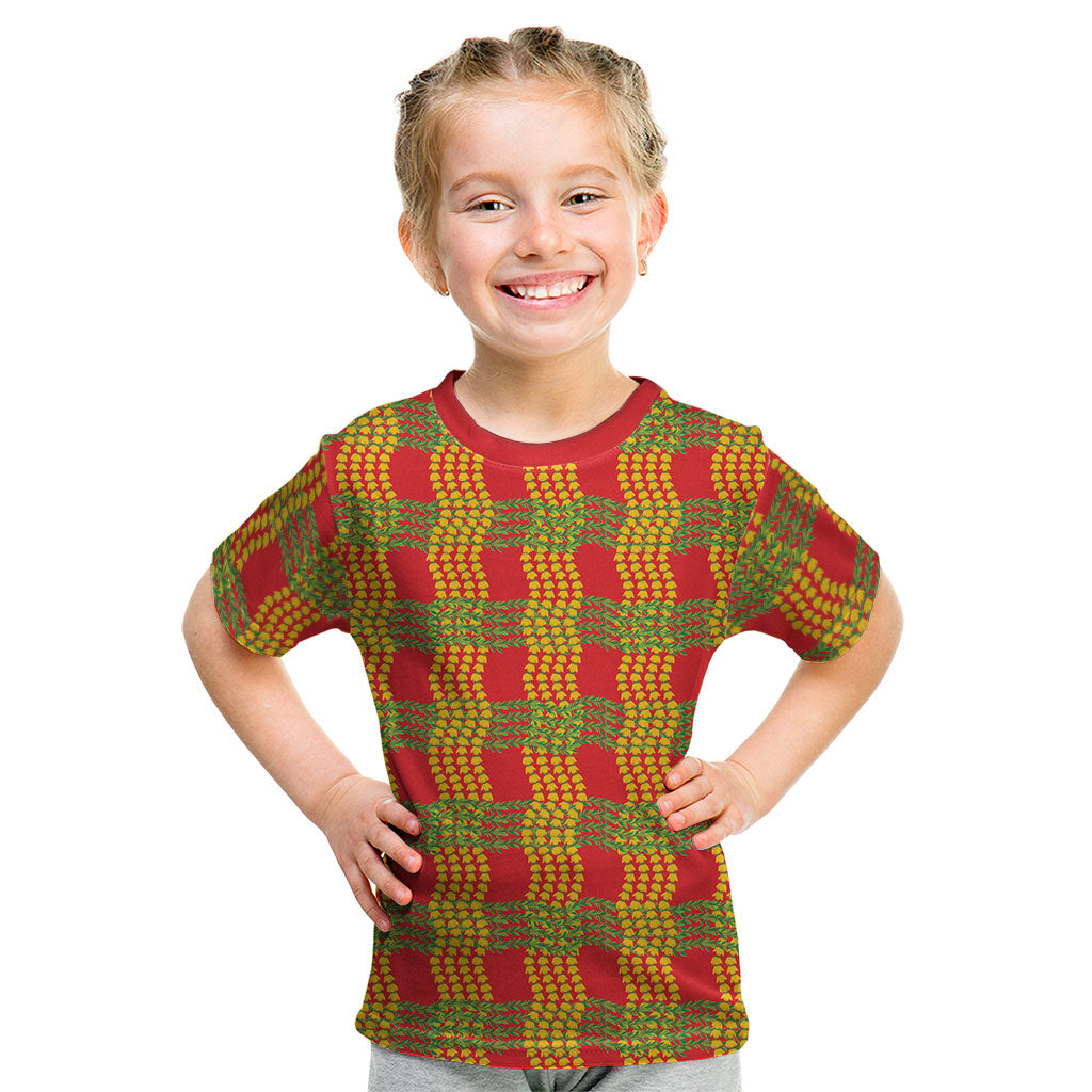 Aloha Hawaii Ilima Maile Lei Kid T Shirt Palaka Inspired Hawaiian-plaid Red LT14 Red - Polynesian Pride