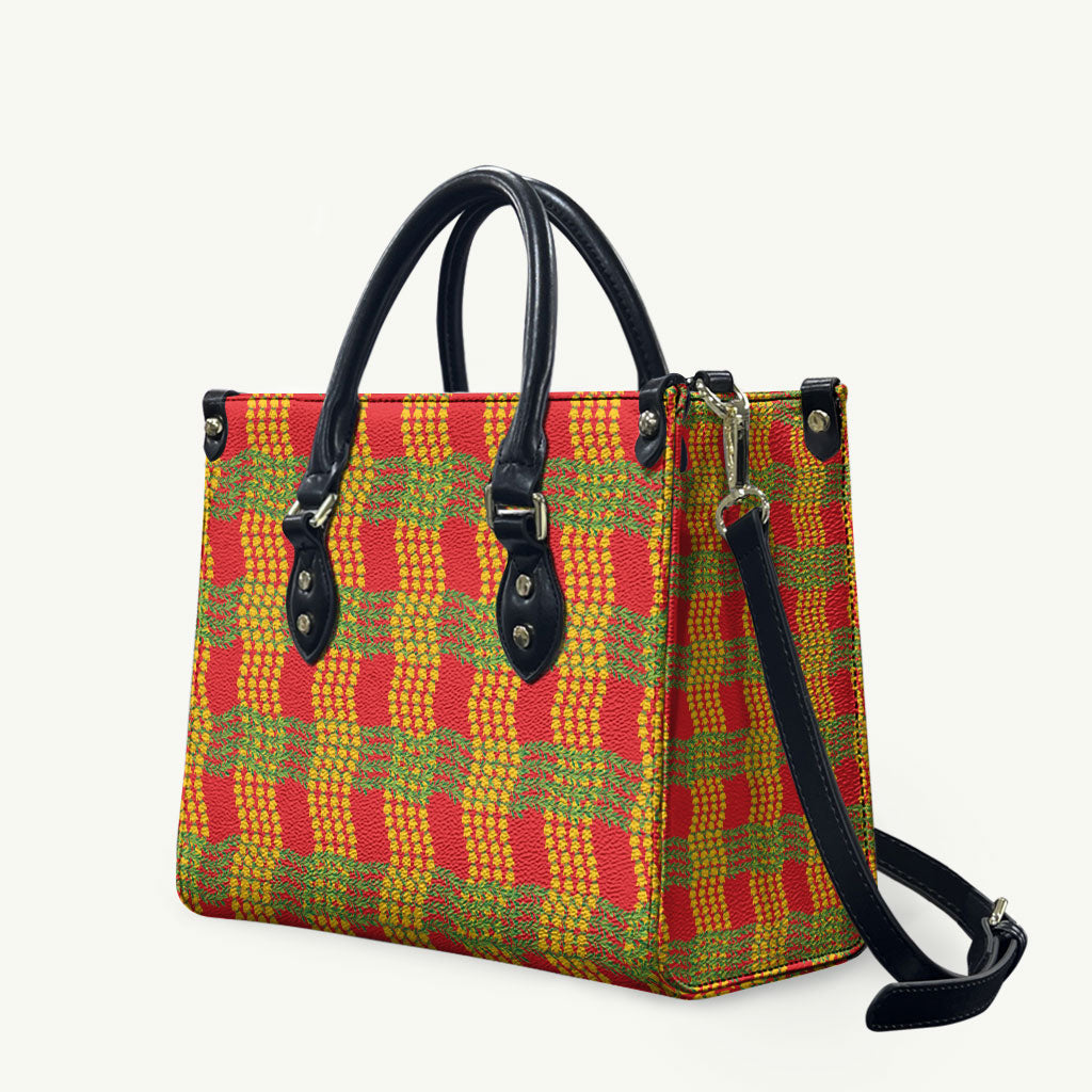 Aloha Hawaii Ilima Maile Lei Leather Bag Palaka Inspired Hawaiian-plaid Red LT14 Red - Polynesian Pride