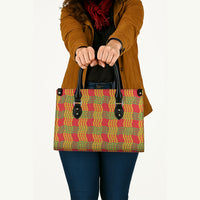 Aloha Hawaii Ilima Maile Lei Leather Bag Palaka Inspired Hawaiian-plaid Red