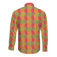 Aloha Hawaii Ilima Maile Lei Long Sleeve Button Shirt Palaka Inspired Hawaiian-plaid Red
